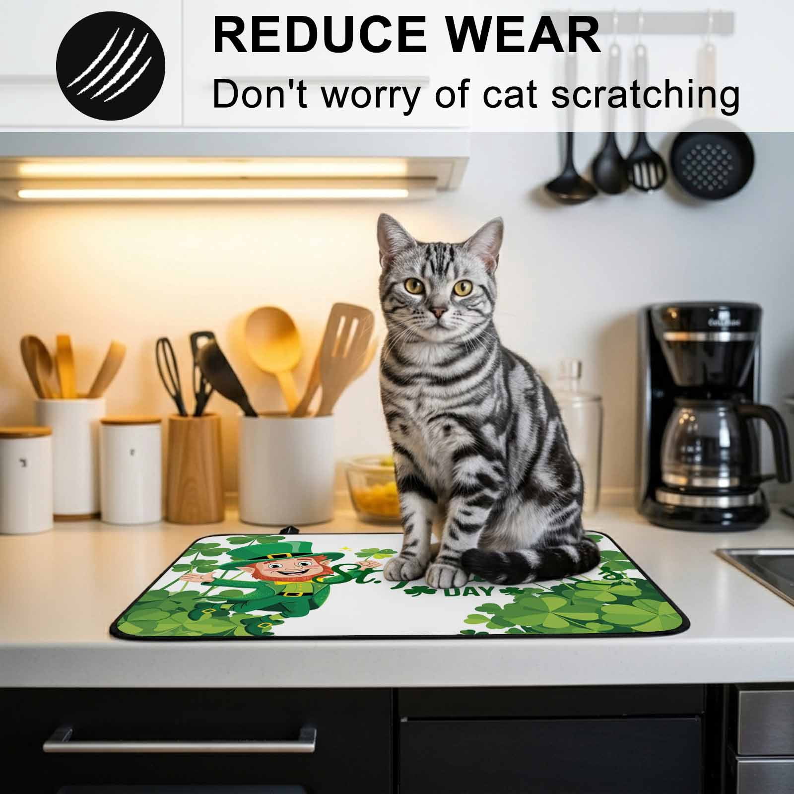 Happy St. Patrick's Day Stove Top Cover for Electric Stove, Heat-proof & Non Slip Glass Top Stove Cover Protector, Cartoon Green Elf Lucky Shamrock Kitchen Flat Cooktop Rubber Mat 24x21 Inches