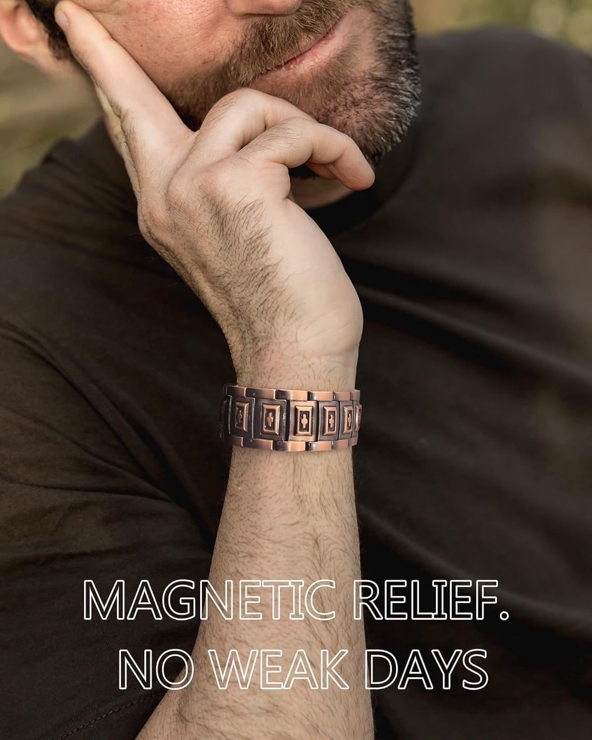 Wollet 3X Magnetic Copper Bracelet for Men,Bracelets, Adjustable Bracelet