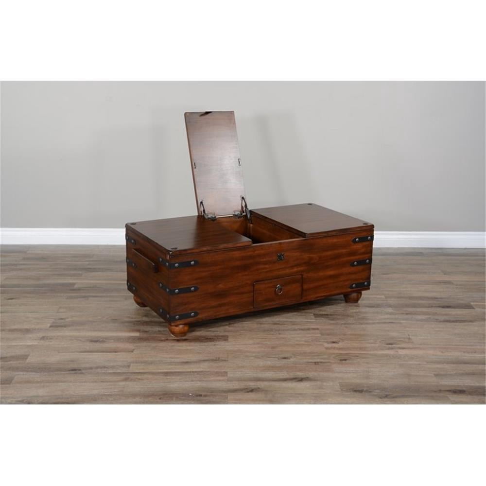 Sunny Designs Santa Fe 48" Traditional Wood Trunk Coffee Table in Dark Chocolate