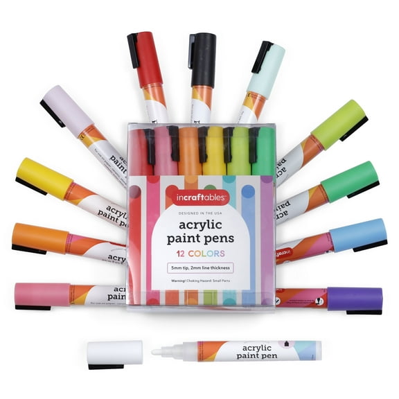 Incraftables Acrylic Paint Pens (12 Colors). Paint Markers for Rocks, Canvas, Wood, Fabric and Glass