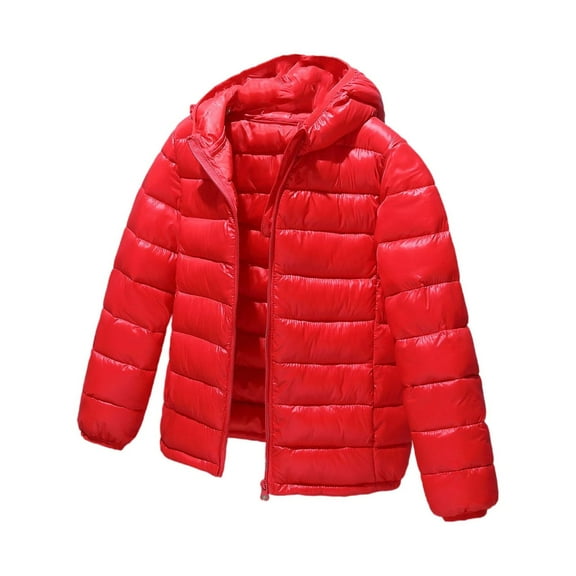 YNGKMEA Boys and Girls Hooded Puffer Jackets Ultra Lightweight Puffer Coats Fashion Packable Down Coats Travel Vacation Autumn and Winter Coat Red 7-8 Years
