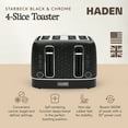 thumbnail image 2 of Haden Starbeck 4 Slice Wide Slot Stainless Steel Toaster, Black & Chrome, 2 of 9