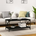 thumbnail image 1 of vidaXL Coffee Table Black 100x50x45 cm Engineered Wood and Iron, 1 of 5