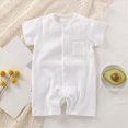 thumbnail image 2 of Baby Onesies Boy Baby Girl Clothes Summer Romper Short Sleeve Knit Button Jumpsuit Infant One Piece Outfit 3 6 9 12 18 Months, 2 of 5