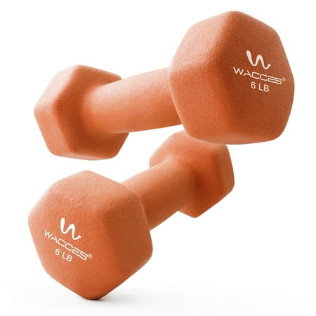 3 Inch Neoprene Rubber - Wacces Neoprene Dipped Coated Set of 2 Dumbbells Hand Weights Sets Non Slip Grip 2 x 6 LB
