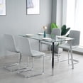 thumbnail image 2 of Miekor Furniture Table and chair set, one table and four chairs. Clear tempered glass table top, 0.3 feet thick, silver metal legs. Bow chair with electroplated metal legs W4US0042, 2 of 9
