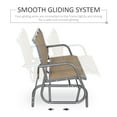 thumbnail image 3 of Outsunny Patio Glider Bench, Outdoor Porch Glider Swing with 3 Seats, Breathable Mesh Fabric, Metal Frame, Light Mixed Brown, 3 of 9