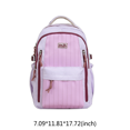 thumbnail image 2 of HAHUT Large Capacity Nylon Striped Backpacks for Women Men, Lightweight Multiple Pockets Schoolbag for College Travel Office Work & Daily Use (Pink), 2 of 7