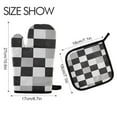 thumbnail image 2 of Yayeee Oven Mitts and Pot Holder Set of 4 Heat Resistant Kitchen Gloves Baking Hot Pad, Black and Gray Plaid Pattern, 2 of 5