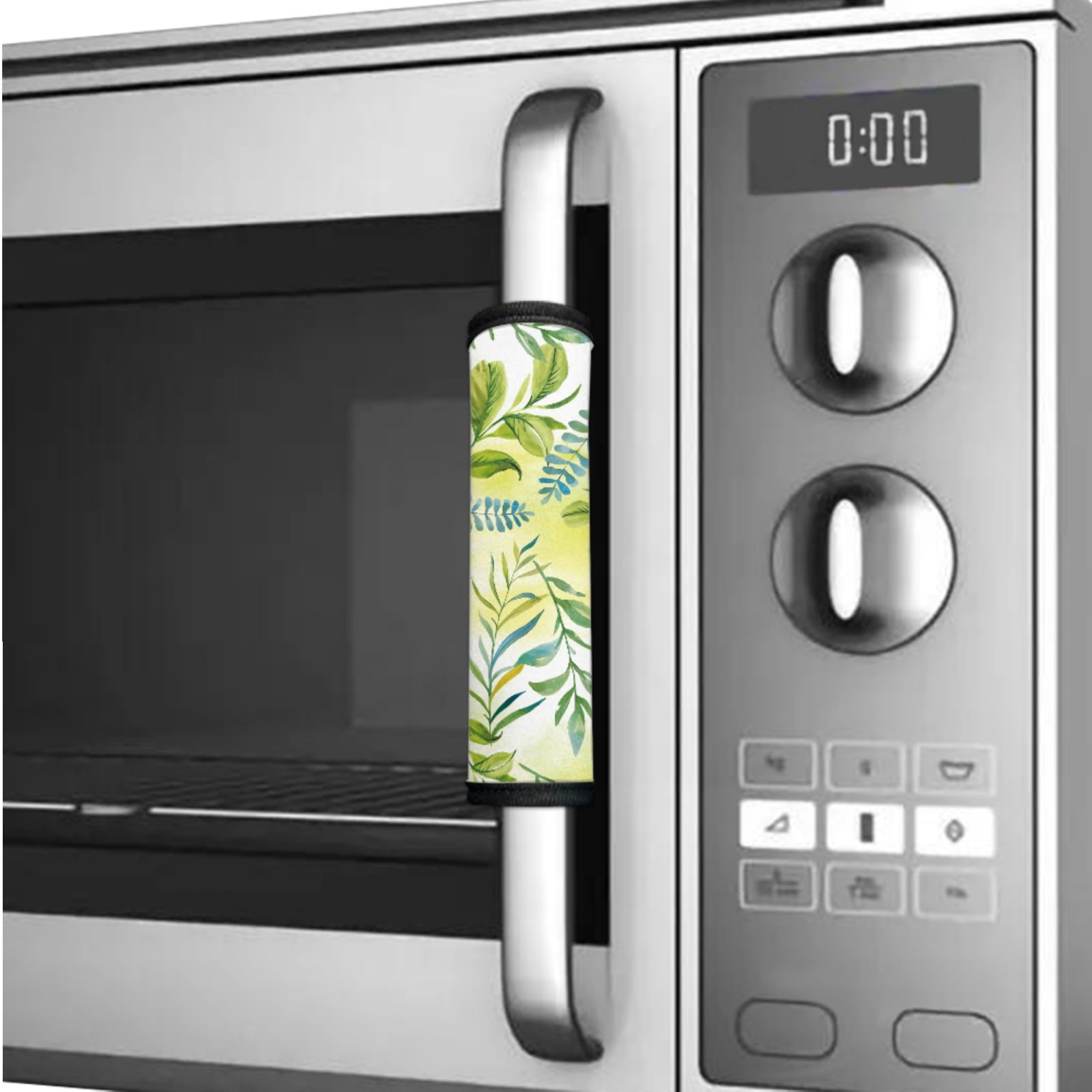 Xoenoiee 6 PCS Refrigerator Door Handle Covers Anti-skid Kitchen Appliance Decor Fridge Dishwasher Oven Handle Gloves Keep Off Fingerprints Oil Stain Food Spot, Green Leaf