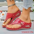 thumbnail image 2 of Flip Flops for Women Nonslip Thick Sole Wedge Sandals Retro Snakeskin Pattern Leather Dressy Summer Beach Vacation Shoes Red Size 9.5, 2 of 8