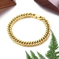 thumbnail image 4 of ChainsProMax Men Chain Link Bracelet 8mm Width, 19cm, 316L Stainless Steel 18K Gold Tone, 4 of 8