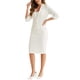 thumbnail image 4 of Conjunto de traje de 2 piezas para mujer INSPIRE CHIC, blazer sin cuello de manga 3/4, falda lápiz de cintura alta, atuendos de trabajo, blanco, XL, 4 of 5