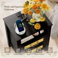 thumbnail image 6 of Vineego 1 Piece Rattan Nightstand with Power Outlet, End Table Beside Table with 2 Drawers & 1 Open Shelf for Bedroom Living Room, Black, 6 of 7