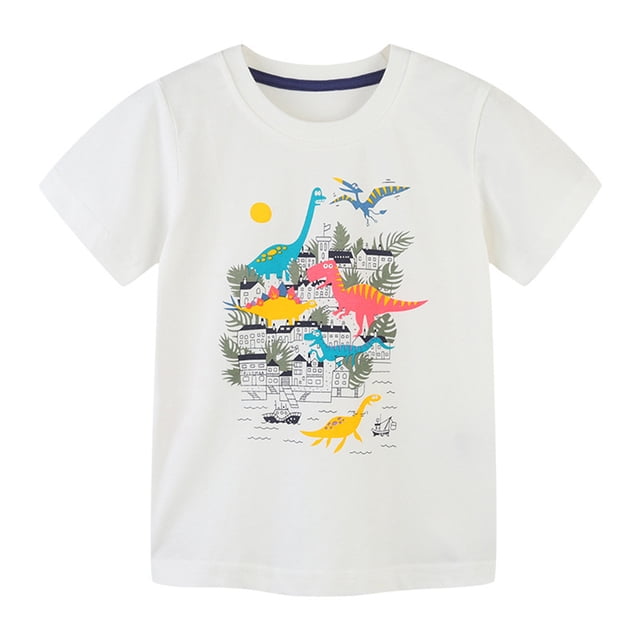 KYAIGUO 2-8 Ans Tout-Petits Enfants Garçons Été T-Shirt Dessin Animé Bébé Manches Courtes T-Shirts Décontractés Chemise