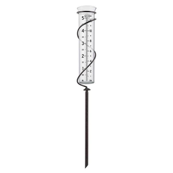 KARLSITEK Metal Frame Rain Gauge Glass Spiral Rain Gauge With Detachable Spiral Shape And Ground Insert,Yard Lawn Porch Decor