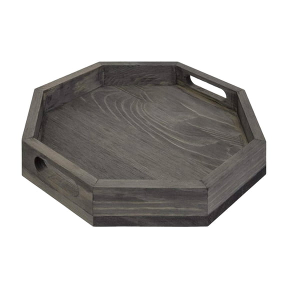 yotijay al Serving Tray Drink Serving Platter with Cutout Handles Wood Home Decor