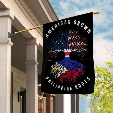 American Grown Philippine Roots Philippines Flag Souvenir friendship Proud House Flag, Double-Sided Decorative Outdoor Flag, Patriotic Polyester Yard Flag 29.5 x 39.5 in
