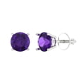 thumbnail image 2 of 1.5 Ct Round Cut Studs Purple Natural Amethyst 18K White Solid Solid Gold Everyday Dainty Earrings Screw Back, 2 of 7