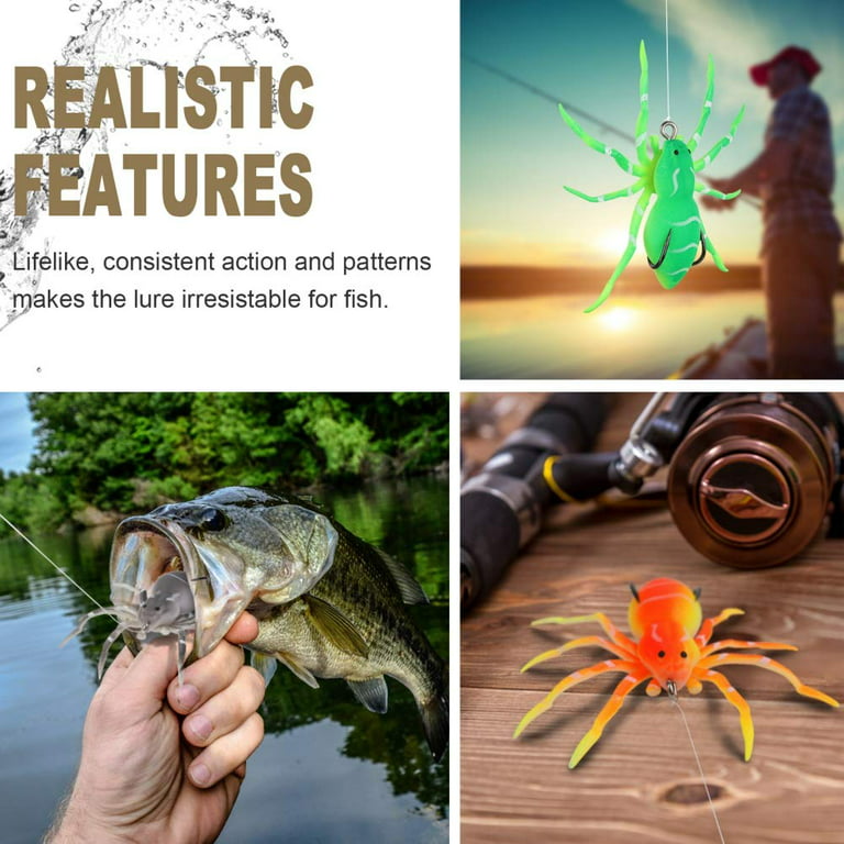 5pcs Spider Fishing Lure, Weedless Fishing Lure with Realistic Design, Ultra-Durable and Stretchy, Realistic Spider Swimming Lures for Freshwater