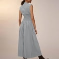 thumbnail image 4 of lcziwo Womens V Neck Casual Dressy Jumpsuits Smocked Zip Up Sleeveless Wide Leg Onesie Pants Summer Casual Elastic Waist Overalls with Pockets Work Outfit Gray XL, 4 of 9