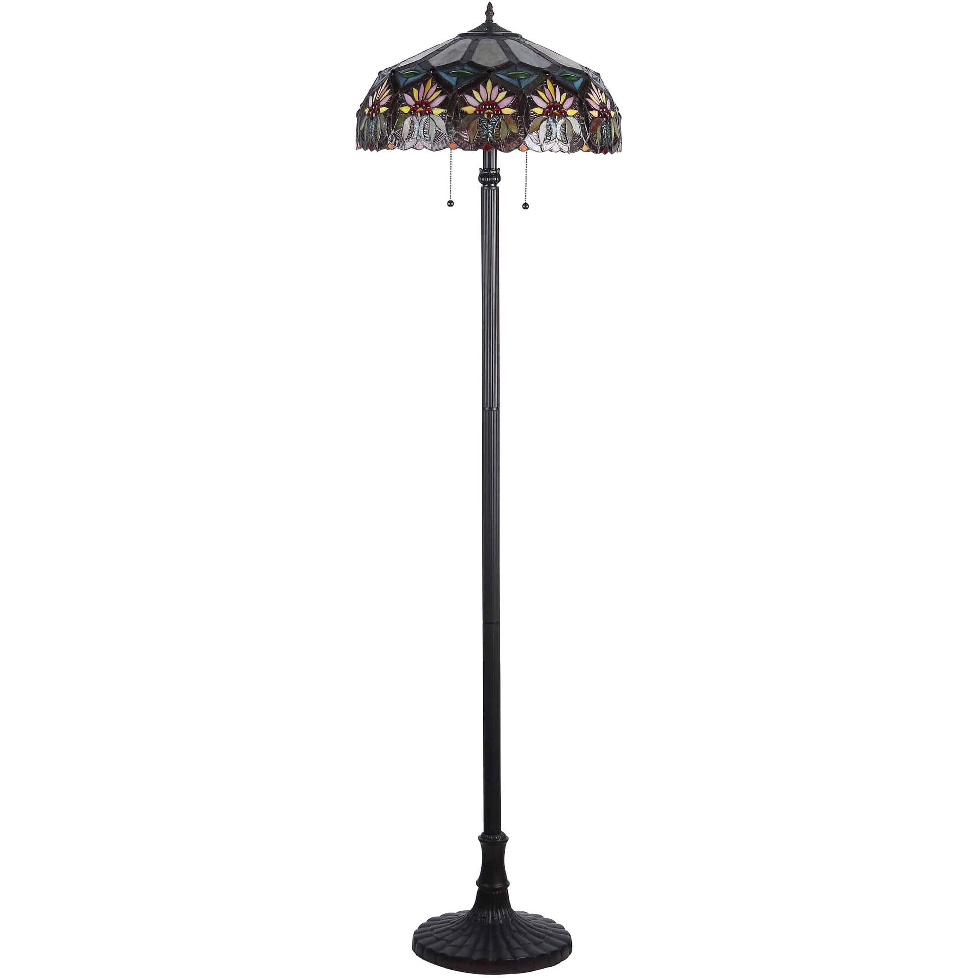 CHLOE Lighting SUNNY Tiffany-style 2 Light Floral Floor Lamp 18" Shade