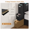 thumbnail image 4 of Toogaho Twin Size Bed Frame with 9 Storage Drawers & Bookcase Headboard, PU Upholstered Bed with LED Light & Charging Station, Heavy Duty Metal Slats, No Box Spring Needed,Black, 4 of 9