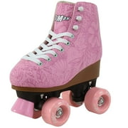 Quad Roller Skates for Girls and Women size 5 Adult Pink Flower Outdoor Indoor and Rink Skating Classic Hightop Fashionable Design
