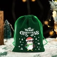 thumbnail image 4 of Lilgiuy Velvet Drawstring Apples Gift Bags Drawstring Pouches with Santa Snowman Penguin Design, Candy Treat Bags for Wedding Gift Christmas Holiday Party Favor (Green), 4 of 6
