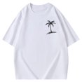 thumbnail image 2 of Men Summer Tops Men's Short Sleeve T Shirt Casual Round Neck 3D Coconut Print Short Sleeve Sports Holiday Top T Shirt Indoor Boy Plain Long Sleeved Shirts Men Guard Set Guard Long Summer White M, 2 of 4