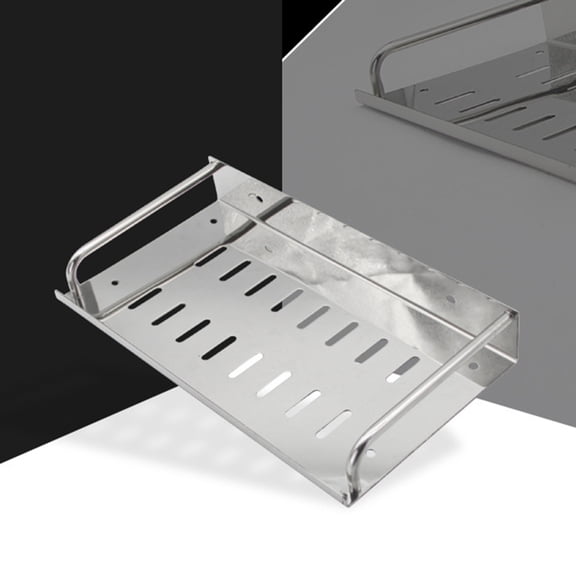 OUNONA Stainless Steel Wall Mounted Bathroom Shelf with Anti-Fall Railings for Toiletries and Storage Organization