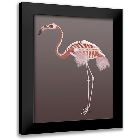 Fab Funky 12x14 Black Modern Framed Museum Art Print Titled - Flamingo Skeleton