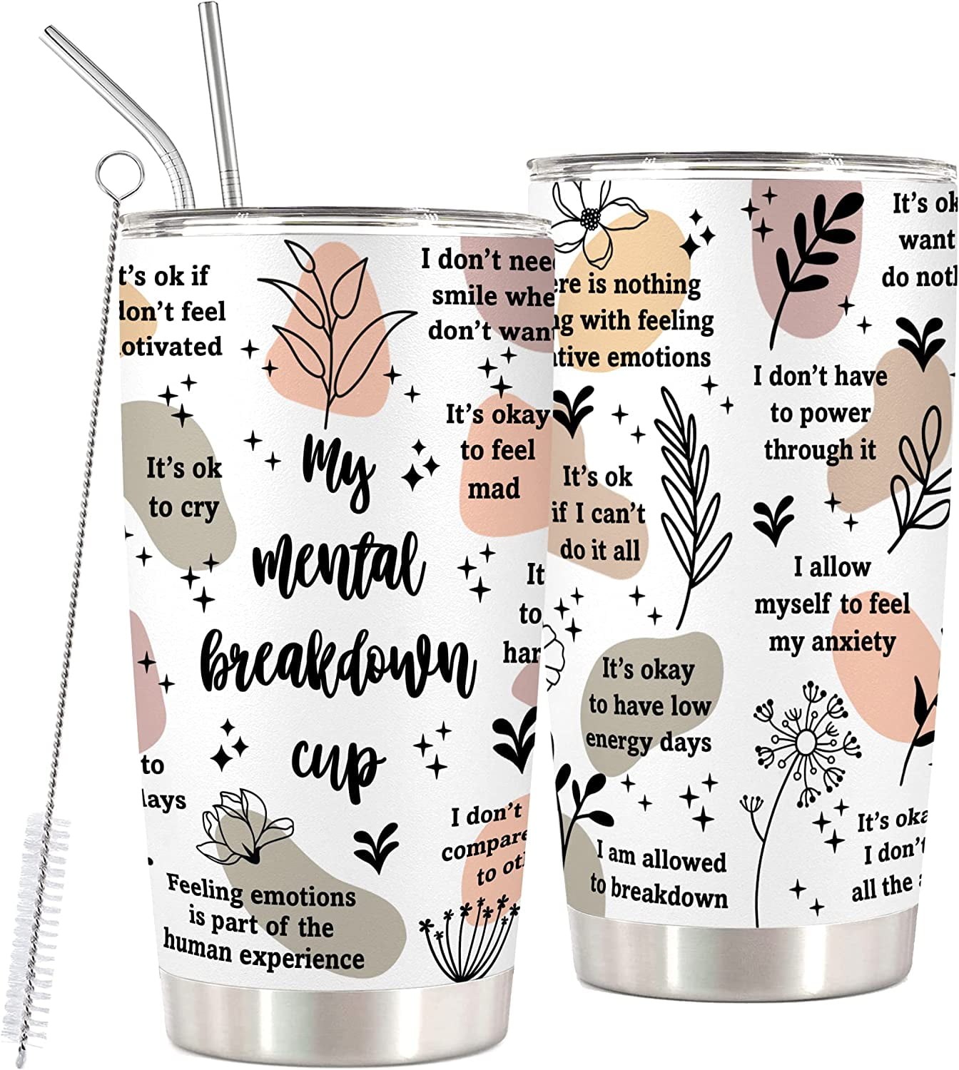 Mental Health Awareness Tumbler - Positive Thinking Daily Affirmation - Inspirational Gifts - Mental Health Matters - My Mental Breakdown Cup Stainless Tumbler 20oz - Walmart.com