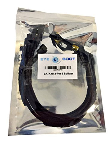 Eyeboot SATA to 4 x 3 Pin Male Computer Case Fan Power Connector Y-Splitter Adapter Cable