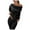 Black, variant on Plus Size Workout Sets Women's Casual Solid Color Long Sleeved off Shoulder Sweatershirt Sports Suit Joggers for Women 2 Piece Set Casual Sets for Women (Black,S)