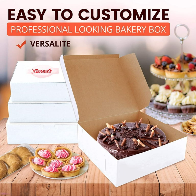Fit Meal Prep [18 Pack] 14x10x4 Cake Boxes with Window, Quarter Sheet White  Pastry Boxes for Bakery Packaging, Cakes, Desserts, Cookies, Candies