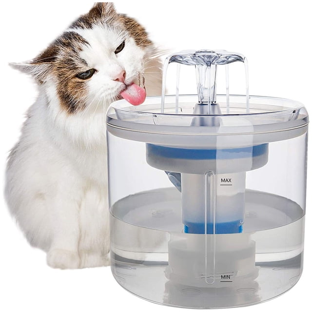 Fuente de agua para gatos 2.6L/88oz Fuente de agua para mascotas Gato automático transparente