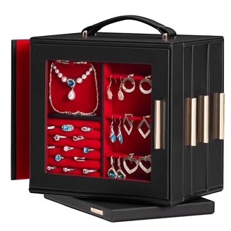 VigorPro Huge Jewelry Box with Mirror, Lockable Synthetic  display picture 3