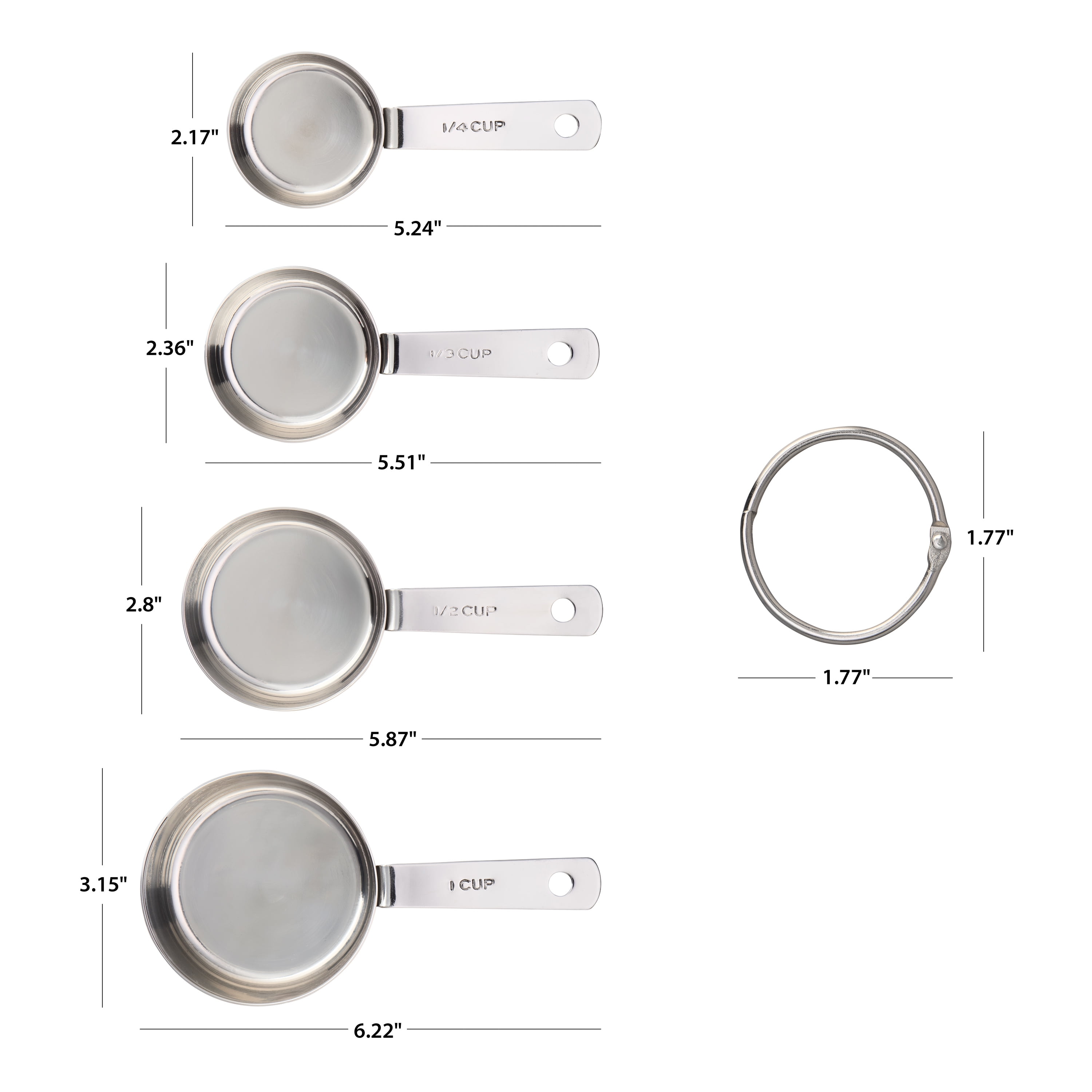 Mainstays Stainless Steel 4-Piece Nesting Measuring Cups