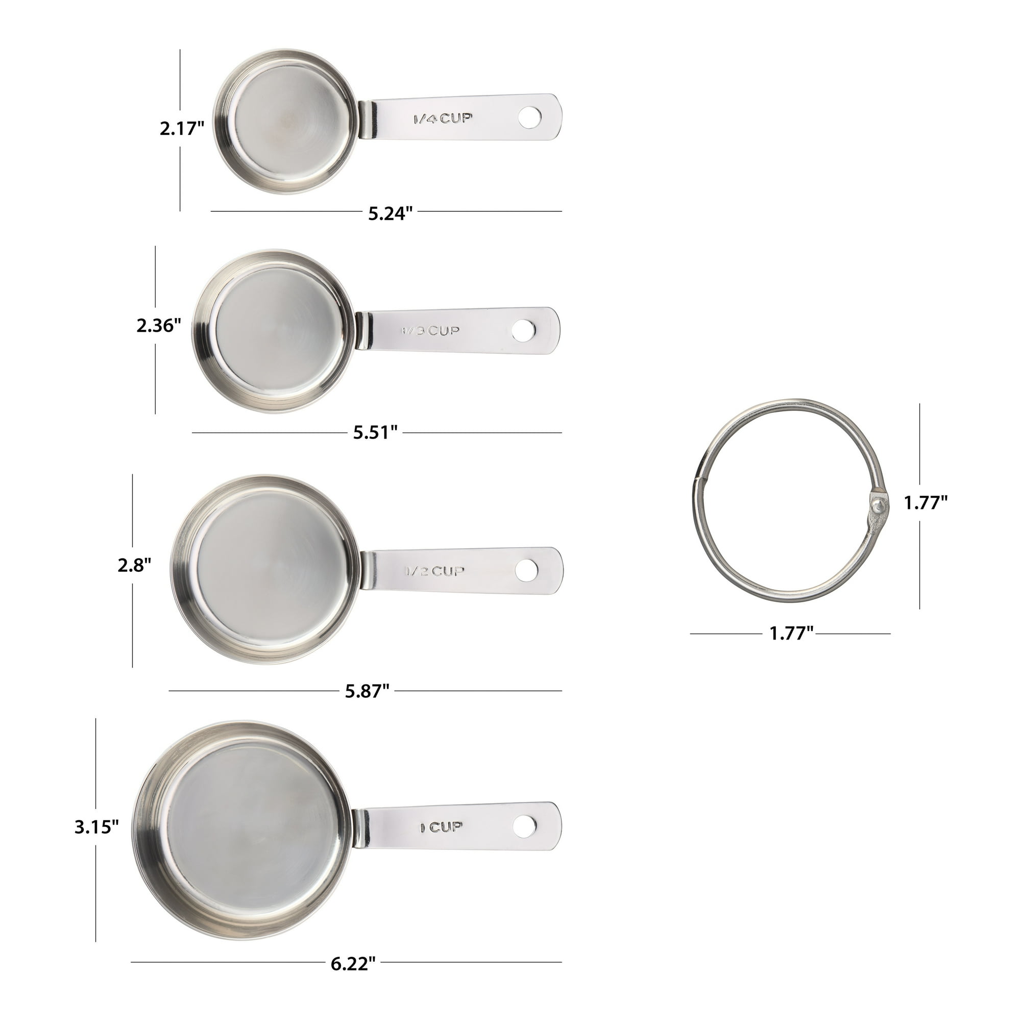 Mainstays Kitchen Stainless Steel 4-Piece Nesting Measuring Cups