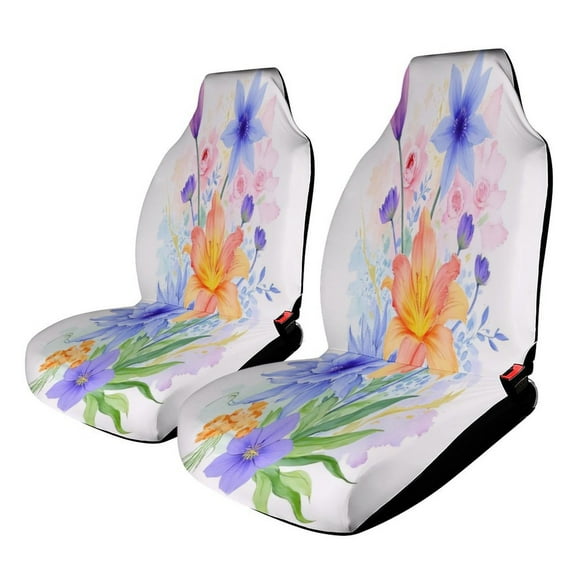Colorful Floral Bouquet Car Seat Covers,Universal Auto Front Seats Protector Fits for Car,SUV Sedan,Truck