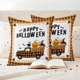 thumbnail image 3 of Orange Halloween Outdoor Waterproof Pillow Covers, Spooky Pumpkins Truck Black Cat Decorative Square Throw Pillowcase Sofa Cushion Sham for Patio/Couch/Chair, 26"x26" 2 Pack, 3 of 8