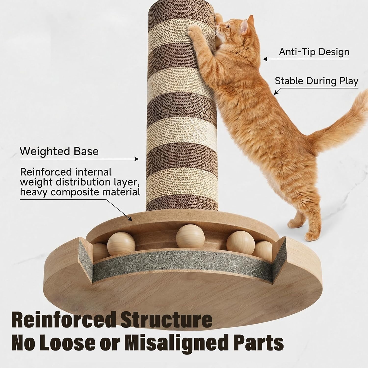 Stable Vertical Cat Scratching Post for Indoor Cats, Durable Cardboard Design with Replaceable Refills, Space-Saving Cat Scratcher