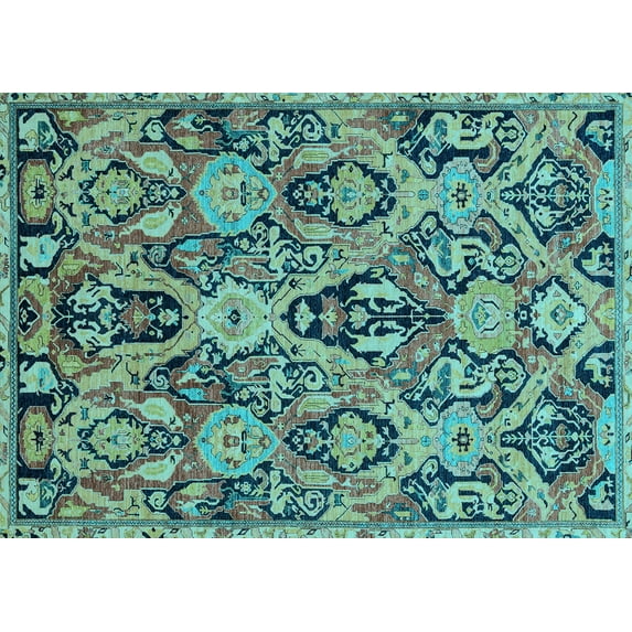 Ahgly Company Indoor Rectangle Abstract Light Blue Modern Area Rugs, 8' x 12'