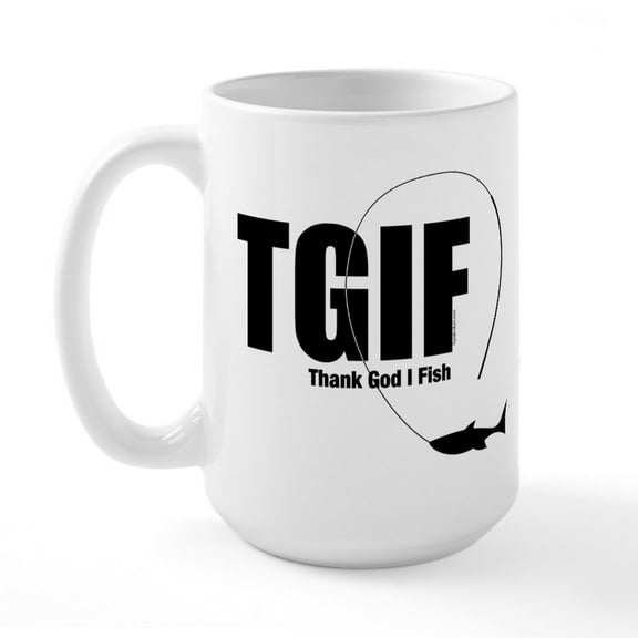 CafePress - TGIF Fishing Large Mug - 15 oz Ceramic Large White Novelty Mug
