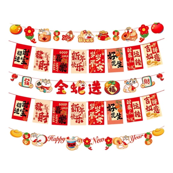 balikha Chinese New Year Banner Decoration Blessing Chinese Characters Photo Props Spring Festival Decorations for Living Room Window A