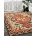thumbnail image 2 of Ahgly Company Indoor Round Abstract Fire Brick Red Oriental Area Rugs, 6' Round, 2 of 6