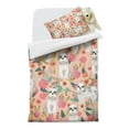 thumbnail image 2 of Shih Tzu Dog and Floral Duvet Cover and Pillowcase Set for Single Bedding, Bedroom Accessories for Kids Teens, 2 of 5