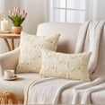 thumbnail image 2 of REGALWOVEN Pack of 2 Star Embroidered Throw Pillow Covers for Couch and Living Room Beige 20" x 12", 2 of 6