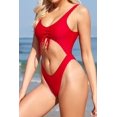 thumbnail image 2 of Traje de baño de una Pieza con Escote Redondo y Corte Sexy para Mujer Rosa Roja -B CH Rosa Roja -B CH Xishao ropa, 2 of 2
